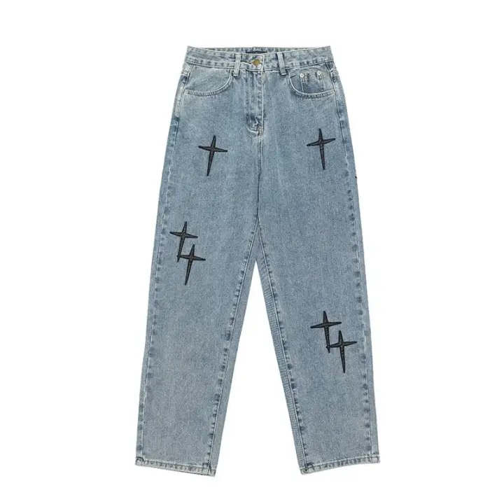 Pantalones Vaqueros Estampados para Hombre Pantalones Holgados de Pierna Ancha Moda Coreana - 1