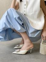 Nuevo temperamento francés puntiagudo, diamantes de imitación, uso exterior, tacones altos, tacones finos, zapatillas geniales - details 14