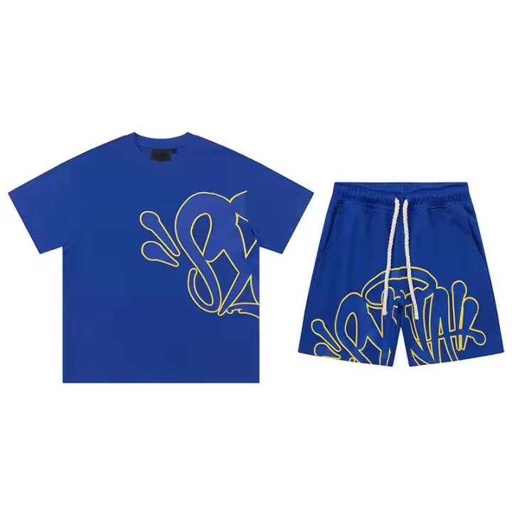 Syna World Drill Chándales de verano Conjunto de camiseta y pantalón corto de hip hop para hombre - 1