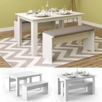 Mesa de comedor Sentio, antracita/roble dorado, 90 x 140 cm con 2 bancos - details 33