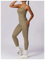 Conjunto de Yoga de 2 Piezas para Mujer Pantalones de Alta Cintura con Talle en la Articulación y Sujetador Cortado para Gimnasio Ropa de Entrenamiento de Primavera/Verano Material Exterior de Nylon - details 15