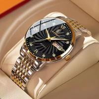 Reloj de Pulsera Luminoso Impermeable POEDAGAR Diseño de Calendario de Cuarzo con Correa de Acero Inoxidable Regalo Perfecto para Hombres, Papá, Amor Joyería de Gafas de Sol - details 6