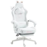 Silla de juego para ordenador, diseño ergonómico, con respaldo alto, soporte lumbar, reposapiés, piel sintética - details 38