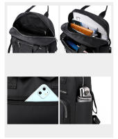 Mochila de viaje informal para mujer, bolso de mano de gran capacidad, monedero negro de hombro Oxford impermeable. - details 3