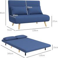 Sofá Cama Individual Sillón Cama Plegable Tapizado en Lino con Respaldo Ajustable en 5 Posiciones y Almohada Sofá Cama Pequeño para Salón 72x75x85 cm - details 11
