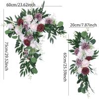 Conjunto de 2 piezas de flores artificiales, guirnalda triangular de esquina Retro, arco de boda, decoración de fondo, corredor de pared, arreglos de hilera de flores personalizados - details 1