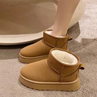 Botas de nieve cortas de felpa para mujer,Zapatos casuales cálidos,Botas Chelsea de ante,Zapatos planos,Invierno - details 2
