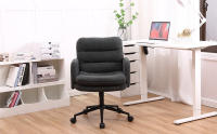 Silla Escritorio, Silla Oficina de Cachemira, Cómoda Silla Tocador con Altura Ajustable, Sillas Ordenador para Hogar y Dormitorio, Crema, Gris Oscuro - details 9