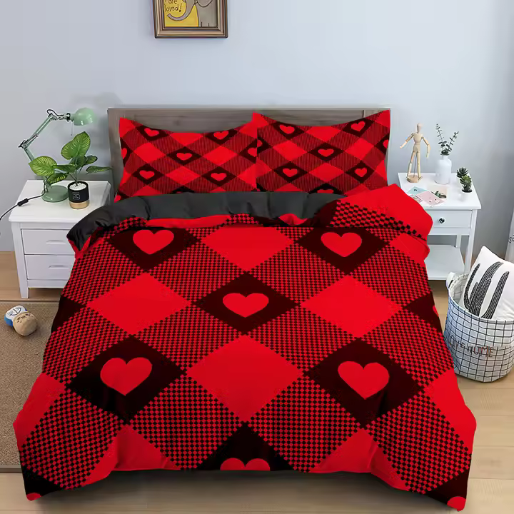 Funda de Edredón de Amor de Rosas de Lujo Juego de Ropa de Cama de Boda de San Valentín - 1