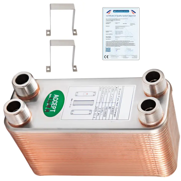 Intercambiador de calor SucceBuy, puertos MNPT de 3/4", intercambiador de calor de placa soldada 316L de acero inoxidable de 40 placas, enfriador de placa para calefacción hidrónica - 1