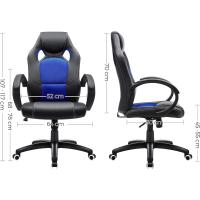 Silla de Escritorio de Oficina Ergonómica Regulable con Ruedas, Azul, 79 x 65 x 33 - details 2