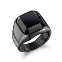 Nueva joyería INS estilo simple anillo negro liso de acero de titanio para hombres - details 6