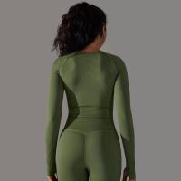 -Top Camisa deportiva de yoga de manga larga a rayas para mujer, sin costuras, que absorbe la humedad - details 21