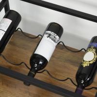 Cocina Móvil Multiusos Barra de Cocina Rústica con 3 Estantes Soporte de Botella y Copas - details 8