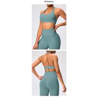 Sujetador deportivo de estilo europeo y americano con cuello halter, alta elasticidad, nylon mate, gran espalda abierta, top de yoga para mujeres - details 8