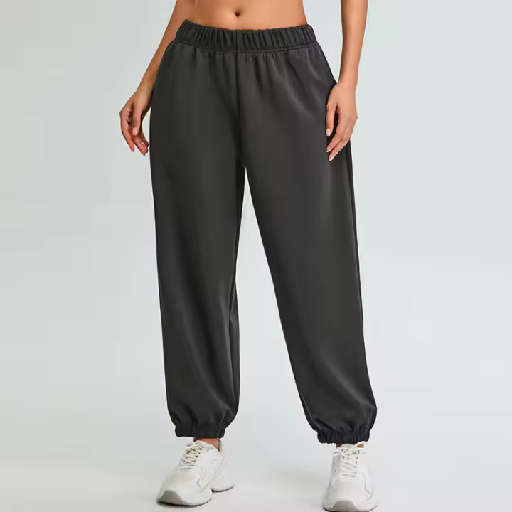 Otoño Invierno nuevos pantalones deportivos de cintura alta Modal suave Jogger correr entrenamiento suelto Casual Fitness pantalones largos - 1