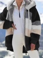 Chaqueta de invierno para mujer, sudadera con capucha de talla grande, cálida, de felpa, con relleno de bolsillo con cremallera, chaqueta holgada - details 18