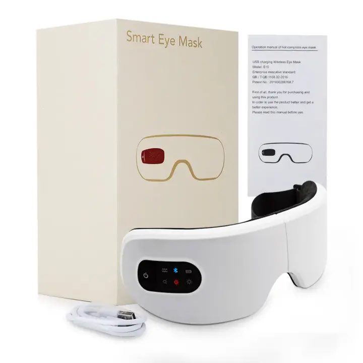 Masajeador de ojos con vibración inteligente, Protector ocular, instrumento para el cuidado de los ojos, compresa caliente, gafas de masaje, bolsa para fatiga, arrugas - 1