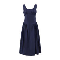 Estilo nuevo vestido de tirantes azul marino elegante clásico versátil a la moda para mujer - details 0