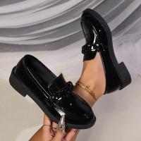 Elegantes Mocasines de Cuero Patente Zapatos de Oficina para Mujeres con Suela Gruesa y Patacha - details 3