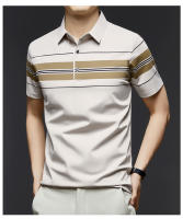 Nueva camisa polo a rayas para hombre, camiseta informal de mediana edad con solapa transpirable de verano para hombre, traje de papá - details 4