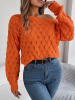 Suéter Casual de Invierno-Otoño Cuello Oblicuo, Manga Larga, Moda para Mujeres en Rosa - details 24