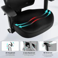 Silla Ergonómica Escritorio Silla Oficina con 2-Eje Soporte Lumbar Regulable, Sillas Escritorio a Malla Carbón Sillas Ejecutiva Ordenador Respaldo Alto Cadeira Asiento Cascada Carga 150kg - details 14