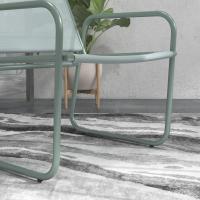 Juego de Muebles de Jardín Exterior Mesa Redonda, Sillas y Taburete de Acero con Respalones Ajustables para el Descanso - details 3