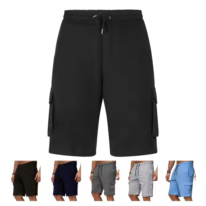 Pantalones cortos de entrenamiento para hombre, ropa deportiva informal, con múltiples bolsillos, hasta la rodilla - 1