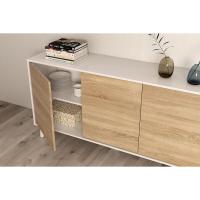 Mueble de Buffet de 3 Puertas Zaiken Plus Blanco Brillo y Roble Canadian - details 7