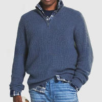 Suéter de cuello alto con cremallera para hombre, suéter suelto informal de negocios, otoño e invierno, nuevo - details 5