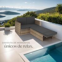 Sofá de Jardín con Taburete Conjunto Resistente a la Intemperie de Acero Muebles Exteriores - details 23