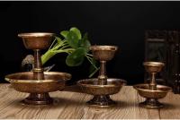 Soporte de cobre puro nepalí tallado a mano con incrustaciones de oro, soporte de lámpara de mantequilla de estilo tibetano, precio especial, tamaño a elegir - details 8