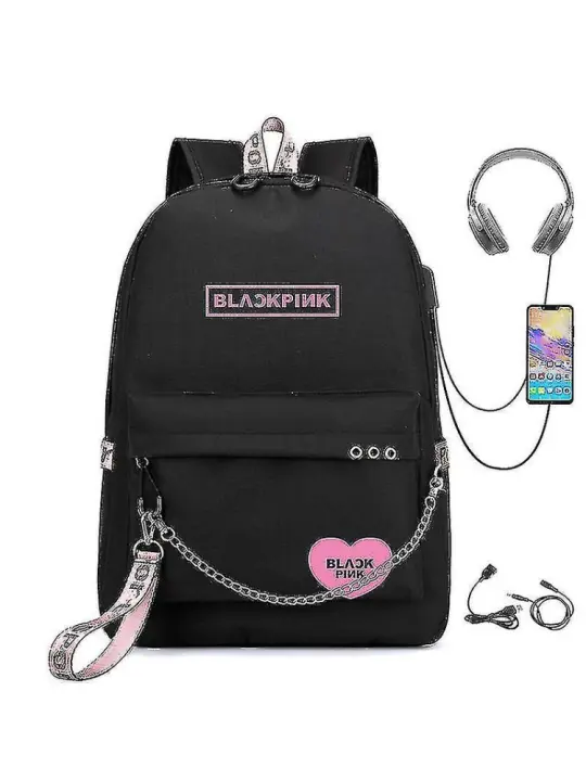 Mochila Blackpink, mochila recargable por USB, mochila escolar para estudiantes - 1
