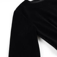 Nueva moda mujer Sexy vestido largo ajustado con abertura calada Club fiesta Maxi mujer Vintage negro Veet vestidos - details 3