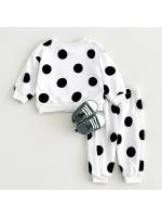 Primavera y otoño Traje de bebé Estampado de lunares Cuello redondo Suéter de manga larga Pantalones sueltos Ropa deportiva para niños y niñas - details 4