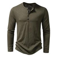 Otoño nueva camiseta de manga larga con cuello para hombres Color transpirable versátil moda camisetas delgadas - details 13