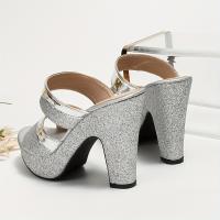 Sandalias de tacón alto con plataforma de lentejuelas para mujeres, elegantes y modernas, ideales para fiestas y bodas en festiv - details 9