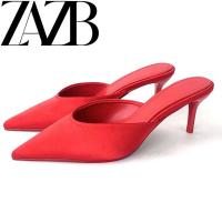 Zapatos de tacón alto de diseño minimalista con tiras puntiagudas de boca poco profunda y tacones altos ahuecados para mujer - details 3