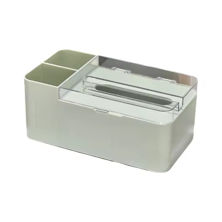 Caja de toallas de papel multifuncional a prueba de polvo, caja de almacenamiento de escritorio de plástico de diseño Simple, dispensador de servilletas impermeable para sala de estar - 1