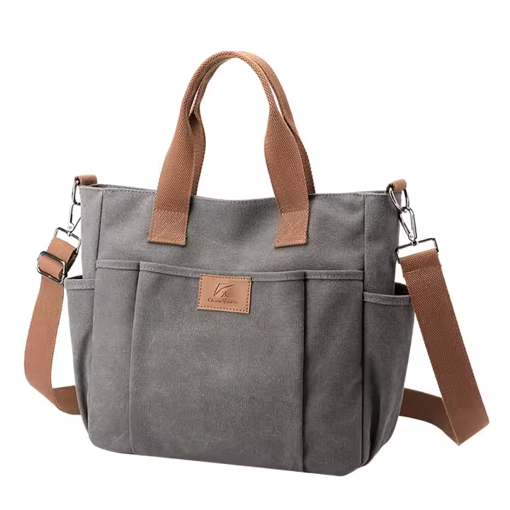 Bolsa de lona para mujer, bolso grande, bolsos cruzados, bolsos de mano con asa superior y compartimentos - 1