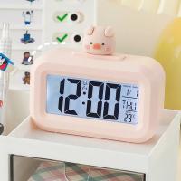 Reloj Digital LED Kawaii Dibujo de Cerdo Lindo Decoración Romana para Habitación - details 2