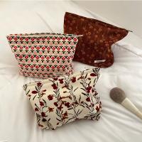 Bolsa de Maquillaje de Pana Retro con Estampado de Flor Ideal para Viajes Organizador de Cosméticos - details 7