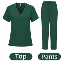 Ropa de trabajo para salón de belleza y enfermera médica, bata clínica, Top + pantalón, Túnica de enfermería para médico de Spa, traje, uniformes quirúrgicos, conjunto exfoliante para mujer - details 13