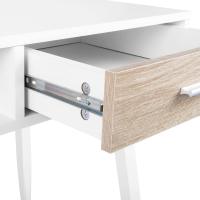 Escritorio, 110x50cm, Mesa de Ordenador, Mesa de Oficina, Mesa de Trabajo, con 1 Cajón y 1 Compartimento Abierto, Estructura de Acero, Madera, Blanco - details 3