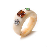Anillos de resina coloridos de moda 2024 para mujer, anillos acrílicos simples vintage con diamantes de imitación, anillos geométricos de plástico estilo hip hop, joyería. - details 16