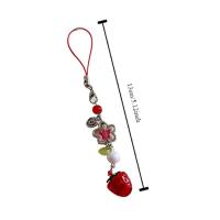 Cordón estético para teléfono Y2K con forma de fresa, colgante de cadena para teléfono con cuentas de frutas transparentes, colgante de correa para teléfono de melocotón para niñas - details 1