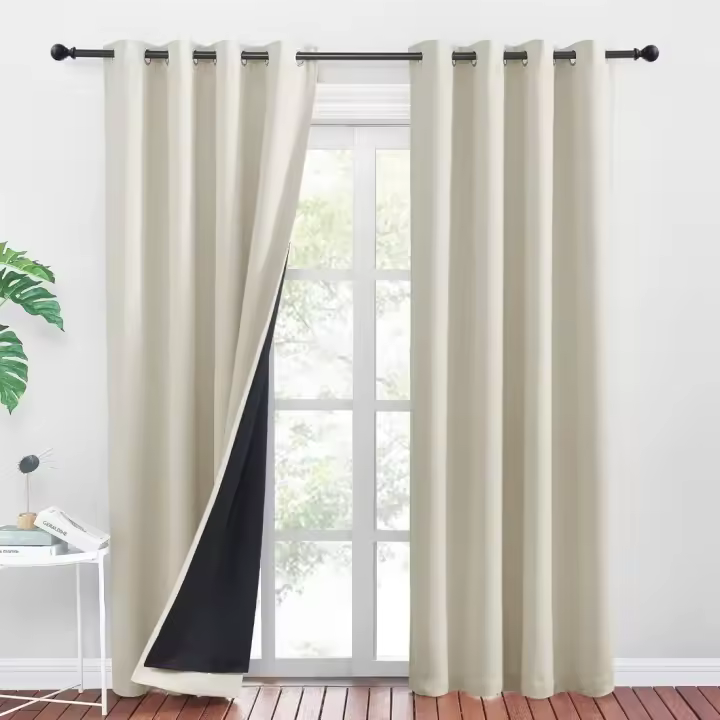 Cortinas Termoaislantes Opacas 140x245 CM Diseño de Doble Ventanas con Ojales Marco Negro Claro - 1