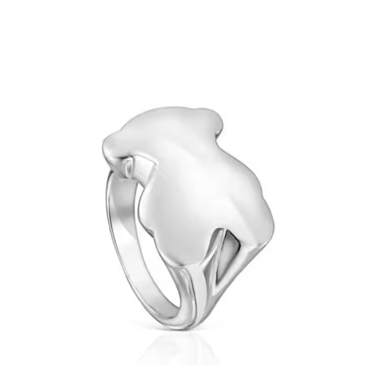 Anillo de sello de oso atrevido de plata de ley - 1