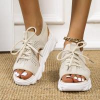 Nuevas Sandalias Casuales para Mujer 2025 con Cordones, Punta Abierta, Suela Gruesa y Tejido Flyknit, Talla Grande 43 - details 2